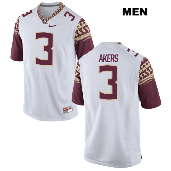 Men's NCAA Nike Florida State Seminoles #3 Cam Akers College White Stitched Authentic Football Jersey BAC0769MA